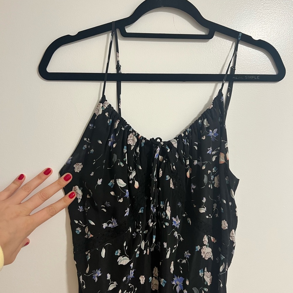 Aritzia / Wilfred Midi dress - black / blue / white floral print